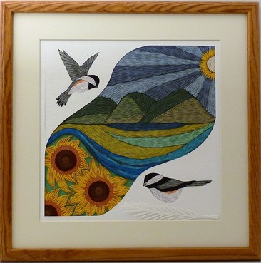 Quilled Chickadees Landscape