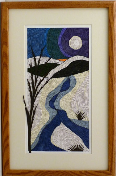Quilled Snowy Moonlit Night