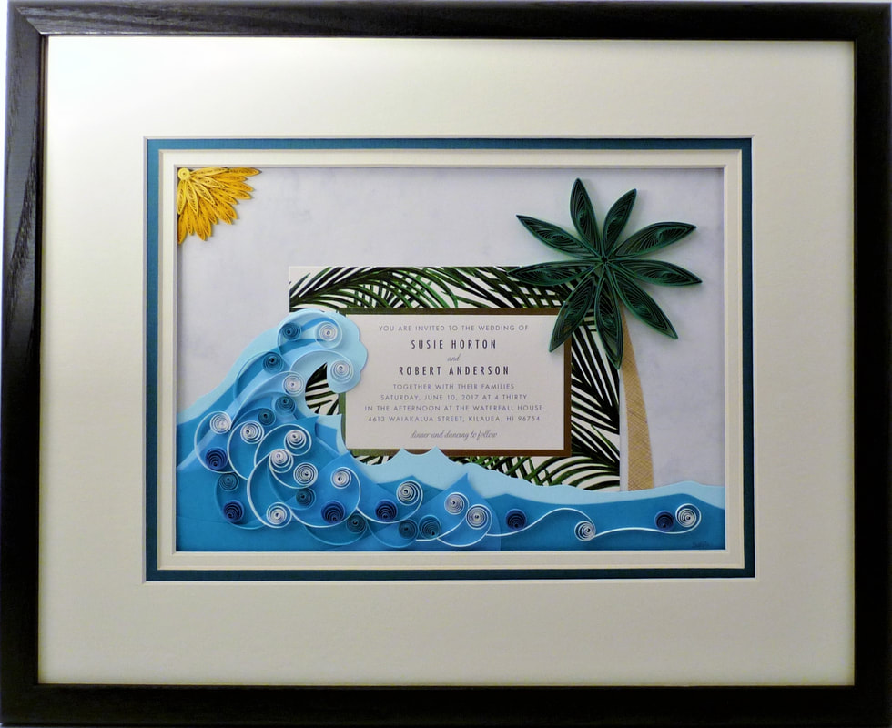 Quilled Keepsake Ocean and Palm Tree